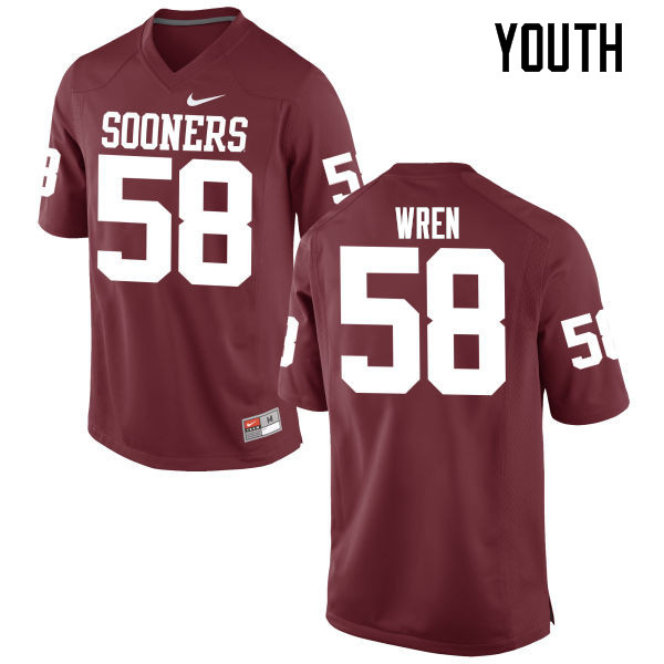 Youth Oklahoma Sooners #58 Erick Wren College Football Jerseys Game-Crimson - Click Image to Close
